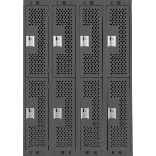 Casiers Clean Line, 2 niveaux, Bloc de 4, 48" x 15" x 72", Acier, Charbon, Rivet (assembl&eacute;), Perfor&eacute; Infinity Industrial Services Inc.