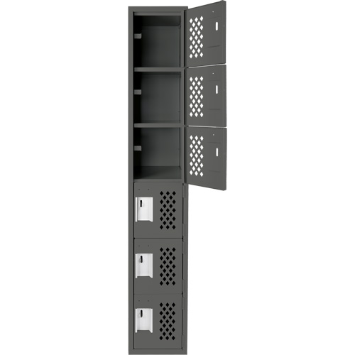 Assembled Lockerettes Clean Line Perforated Economy Lockers, 6 -tier, 18" x 72" x 12", Steel Infinity Industrial Services Inc.