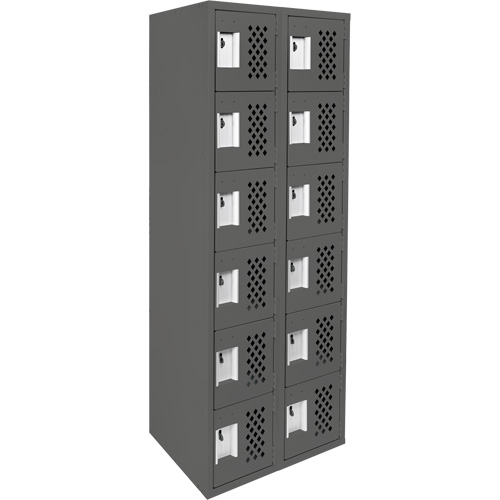 Assembled Lockerettes Clean Line Perforated Economy Lockers, 6 -tier, Bank of 2, 18" x 72" x 12", Steel Infinity Industrial Services Inc.