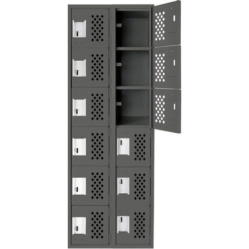 Assembled Lockerettes Clean Line Perforated Economy Lockers, 6 -tier, Bank of 2, 18" x 72" x 12", Steel Infinity Industrial Services Inc.
