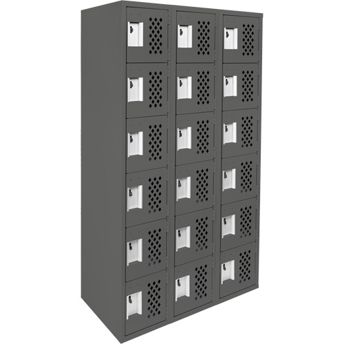 Assembled Lockerettes Clean Line Perforated Economy Lockers, 6 -tier, Bank of 3, 18" x 72" x 12", Steel Infinity Industrial Services Inc.