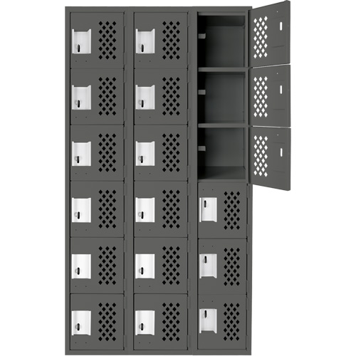 Assembled Lockerettes Clean Line Perforated Economy Lockers, 6 -tier, Bank of 3, 18" x 72" x 12", Steel Infinity Industrial Services Inc.