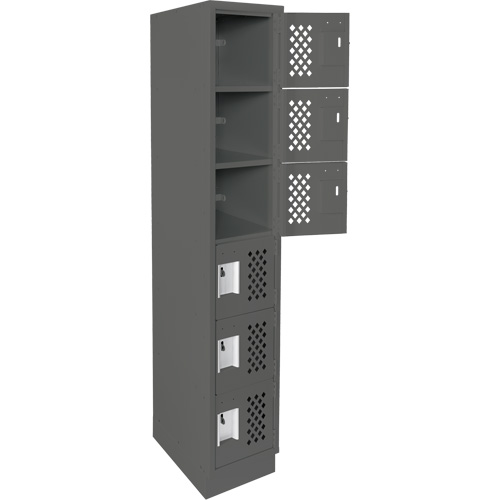 Assembled Lockerettes Clean Line Perforated Economy Lockers, 6 -tier, 18" x 72" x 12", Steel Infinity Industrial Services Inc.