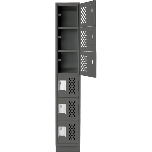 Assembled Lockerettes Clean Line Perforated Economy Lockers, 6 -tier, 18" x 72" x 12", Steel Infinity Industrial Services Inc.