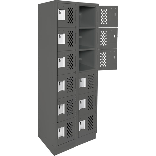 Assembled Lockerettes Clean Line Perforated Economy Lockers, 6 -tier, Bank of 2, 18" x 72" x 12", Steel Infinity Industrial Services Inc.