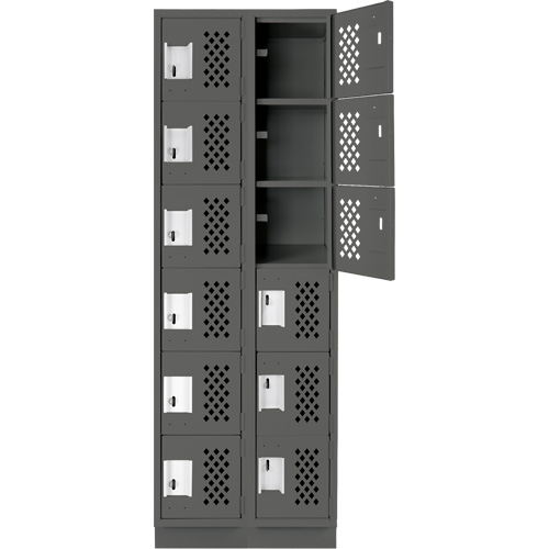 Assembled Lockerettes Clean Line Perforated Economy Lockers, 6 -tier, Bank of 2, 18" x 72" x 12", Steel Infinity Industrial Services Inc.
