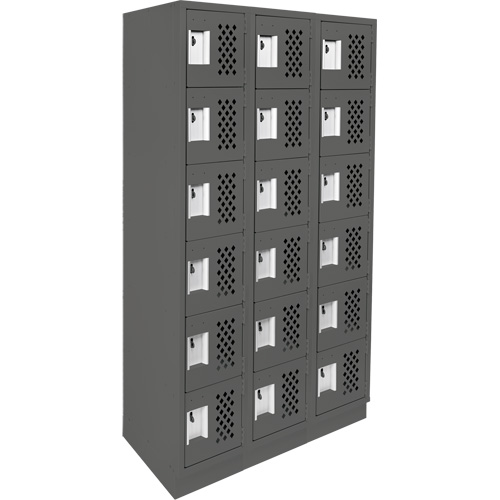Assembled Lockerettes Clean Line Perforated Economy Lockers, 6 -tier, Bank of 3, 18" x 72" x 12", Steel Infinity Industrial Services Inc.