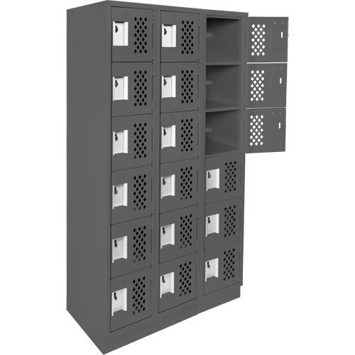 Assembled Lockerettes Clean Line Perforated Economy Lockers, 6 -tier, Bank of 3, 18" x 72" x 12", Steel Infinity Industrial Services Inc.
