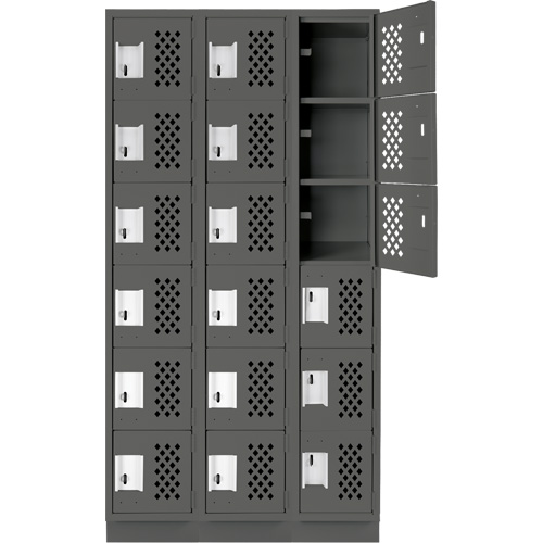 Assembled Lockerettes Clean Line Perforated Economy Lockers, 6 -tier, Bank of 3, 18" x 72" x 12", Steel Infinity Industrial Services Inc.