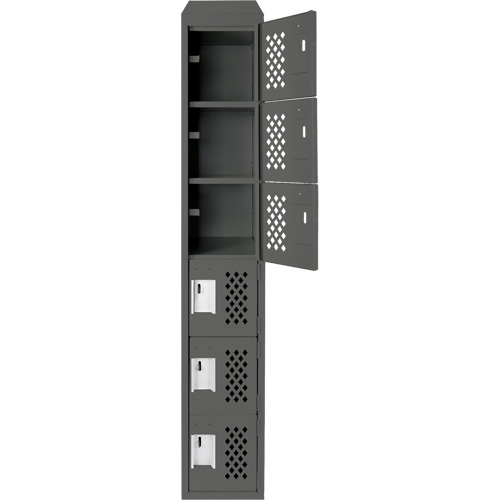 Assembled Lockerettes Clean Line Perforated Economy Lockers, 6 -tier, 18" x 72" x 12", Steel Infinity Industrial Services Inc.