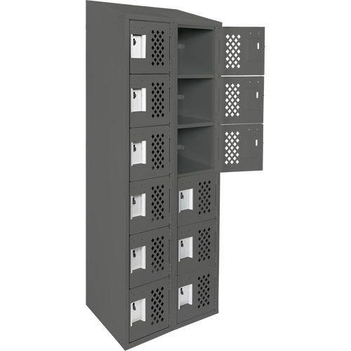 Clean-Line Perforated Lockerette, 6 -tier, Bank of 2, 15" x 72" x 12", Steel Infinity Industrial Services Inc.