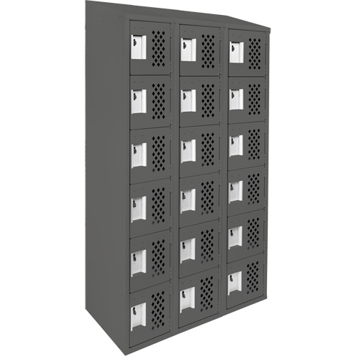 Assembled Lockerettes Clean Line Perforated Economy Lockers, 6 -tier, Bank of 3, 18" x 72" x 12", Steel Infinity Industrial Services Inc.