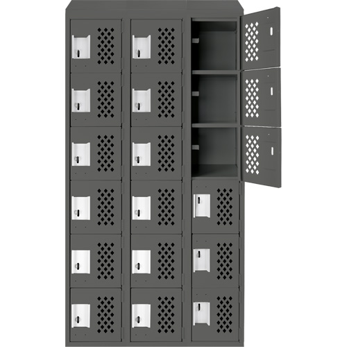Assembled Lockerettes Clean Line Perforated Economy Lockers, 6 -tier, Bank of 3, 18" x 72" x 12", Steel Infinity Industrial Services Inc.
