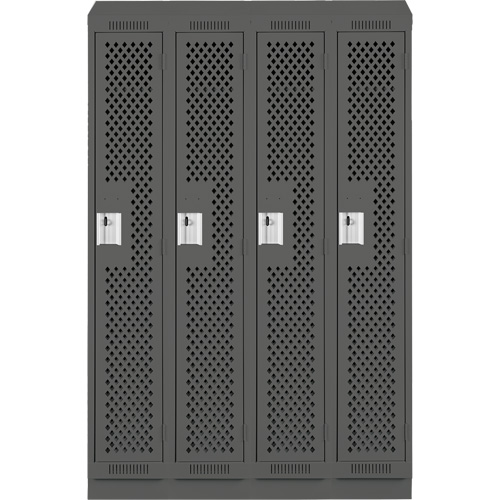 Clean Line Lockers, Bank of 4, 48" x 18" x 82", Steel, Charcoal, Rivet (Assembled), Perforated Infinity Industrial Services Inc.