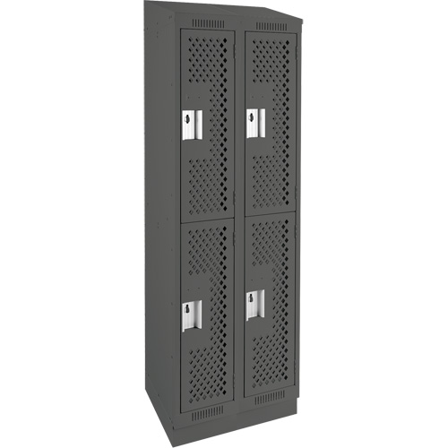 Casiers Clean Line, 2 niveaux, Bloc de 2, 24" x 15" x 82", Acier, Charbon, Rivet (assembl&eacute;), Perfor&eacute; Infinity Industrial Services Inc.