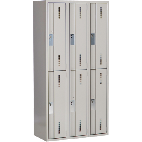 Concorde Heavy-Duty Lockers, 2 -tier, Bank of 3, 36" x 18" x 72", Steel, Grey, Welded (Assembled) Infinity Industrial Services Inc.