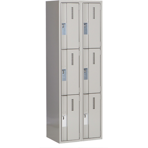 Concorde Heavy-Duty Lockers, 3 -tier, Bank of 2, 24" x 18" x 72", Steel, Grey, Welded (Assembled) Infinity Industrial Services Inc.