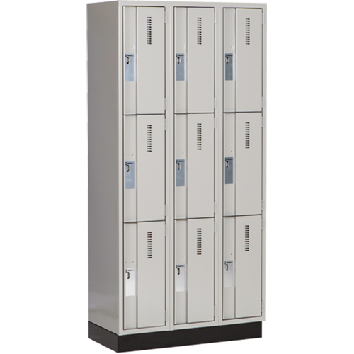 Concorde Heavy-Duty Lockers, 3 -tier, Bank of 3, 36" x 18" x 76", Steel, Grey, Welded (Assembled) Infinity Industrial Services Inc.