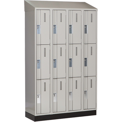 Concorde Heavy-Duty Lockers, 3 -tier, Bank of 4, 48" x 18" x 82", Steel, Grey, Welded (Assembled) Infinity Industrial Services Inc.