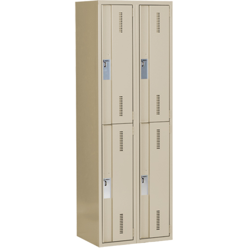 Concorde Heavy-Duty Lockers, 2 -tier, Bank of 2, 24" x 18" x 72", Steel, Beige, Welded (Assembled) Infinity Industrial Services Inc.