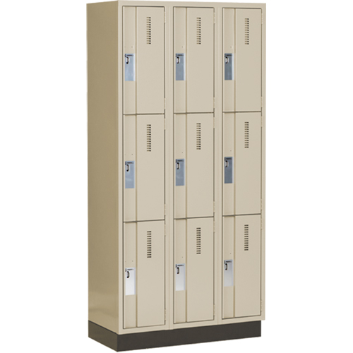 Concorde Heavy-Duty Lockers, 3 -tier, Bank of 3, 36" x 18" x 76", Steel, Beige, Welded (Assembled) Infinity Industrial Services Inc.