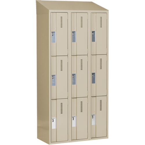 Concorde Heavy-Duty Lockers, 3 -tier, Bank of 3, 36" x 18" x 78", Steel, Beige, Welded (Assembled) Infinity Industrial Services Inc.