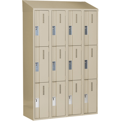 Concorde Heavy-Duty Lockers, 3 -tier, Bank of 4, 48" x 18" x 78", Steel, Beige, Welded (Assembled) Infinity Industrial Services Inc.