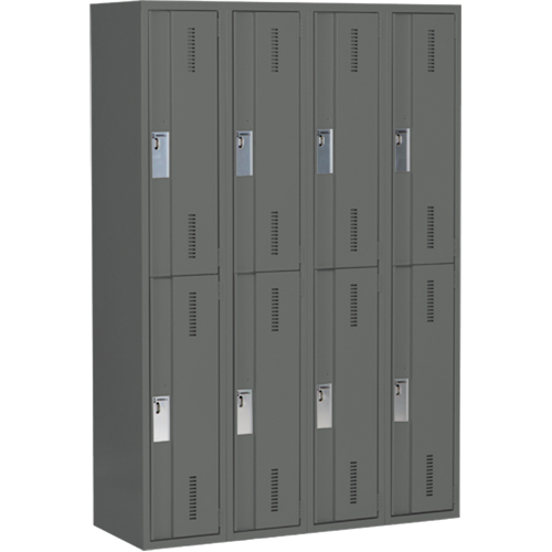 Concorde Heavy-Duty Lockers, 2 -tier, Bank of 4, 48" x 18" x 72", Steel, Charcoal, Welded (Assembled) Infinity Industrial Services Inc.