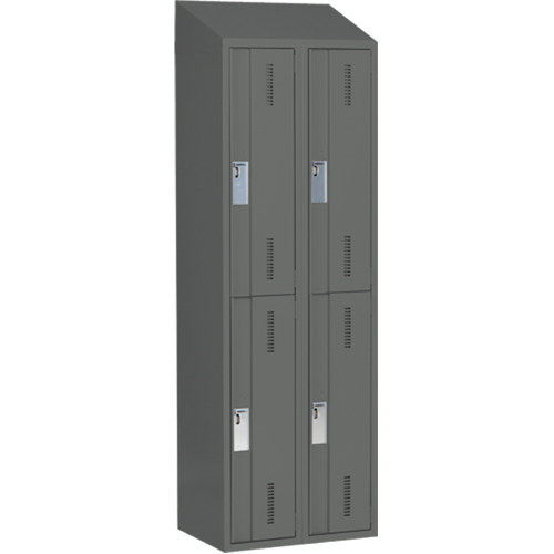 Concorde Heavy-Duty Lockers, 2 -tier, Bank of 2, 24" x 18" x 78", Steel, Charcoal, Welded (Assembled) Infinity Industrial Services Inc.