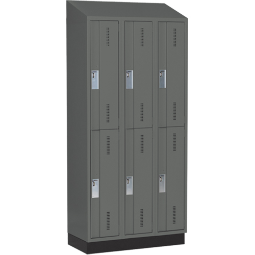 Concorde Heavy-Duty Lockers, 2 -tier, Bank of 3, 36" x 18" x 82", Steel, Charcoal, Welded (Assembled) Infinity Industrial Services Inc.