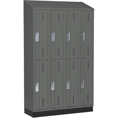 Concorde Heavy-Duty Lockers, 2 -tier, Bank of 4, 48" x 18" x 82", Steel, Charcoal, Welded (Assembled) Infinity Industrial Services Inc.