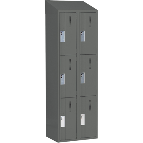 Concorde Heavy-Duty Lockers, 3 -tier, Bank of 2, 24" x 18" x 78", Steel, Charcoal, Welded (Assembled) Infinity Industrial Services Inc.