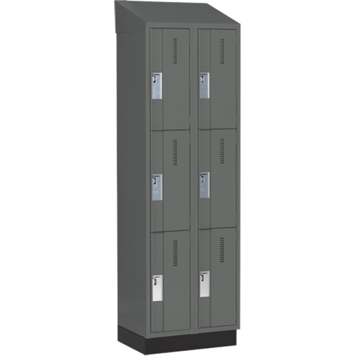 Concorde Heavy-Duty Lockers, 3 -tier, Bank of 2, 24" x 18" x 82", Steel, Charcoal, Welded (Assembled) Infinity Industrial Services Inc.