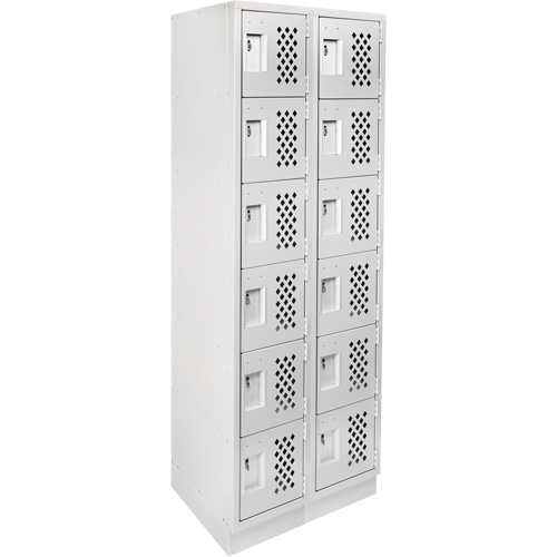 Assembled Lockerettes Clean Line Perforated Economy Lockers, 6 -tier, Bank of 2, 18" x 72" x 12", Steel Infinity Industrial Services Inc.