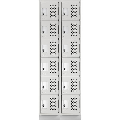 Assembled Lockerettes Clean Line Perforated Economy Lockers, 6 -tier, Bank of 2, 18" x 72" x 12", Steel Infinity Industrial Services Inc.
