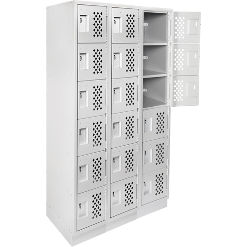 Assembled Lockerettes Clean Line Perforated Economy Lockers, 6 -tier, Bank of 3, 18" x 72" x 12", Steel Infinity Industrial Services Inc.