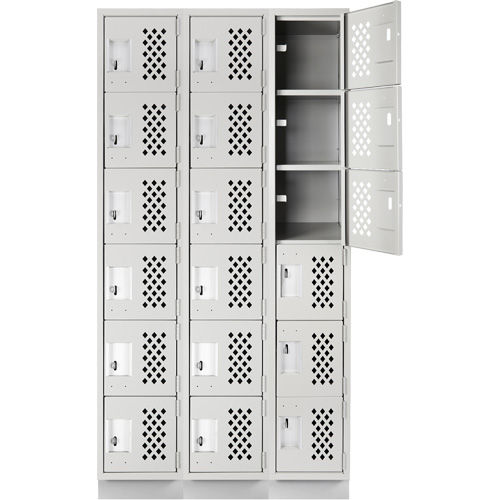 Assembled Lockerettes Clean Line Perforated Economy Lockers, 6 -tier, Bank of 3, 18" x 72" x 12", Steel Infinity Industrial Services Inc.