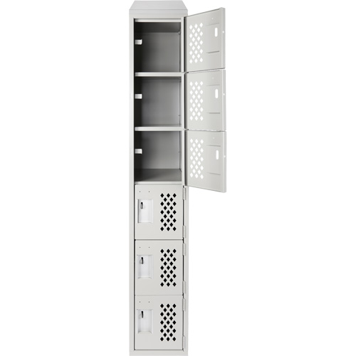 Assembled Lockerettes Clean Line Perforated Economy Lockers, 6 -tier, 18" x 72" x 12", Steel Infinity Industrial Services Inc.