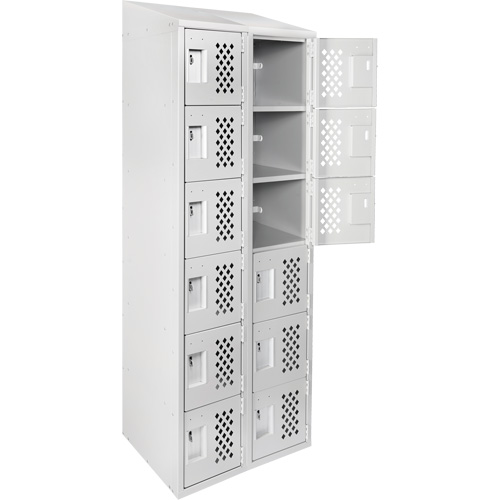 Clean-Line Perforated Lockerette, 6 -tier, Bank of 2, 15" x 72" x 12", Steel Infinity Industrial Services Inc.