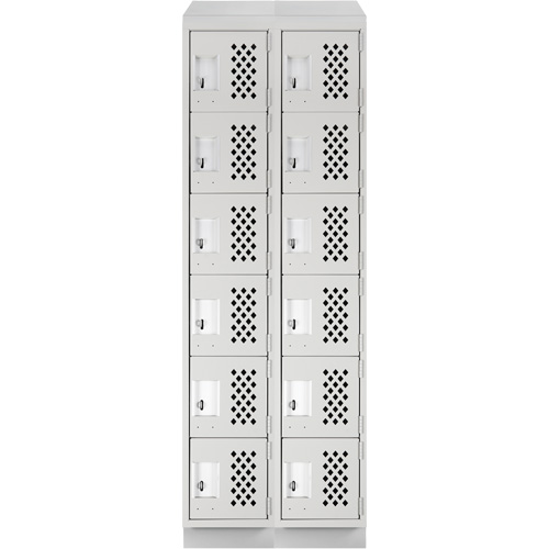 Clean-Line Perforated Lockerette, 6 -tier, Bank of 2, 15" x 72" x 12", Steel Infinity Industrial Services Inc.