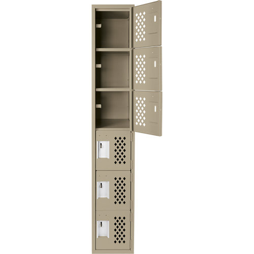 Assembled Lockerettes Clean Line Perforated Economy Lockers, 6 -tier, 18" x 72" x 12", Steel Infinity Industrial Services Inc.