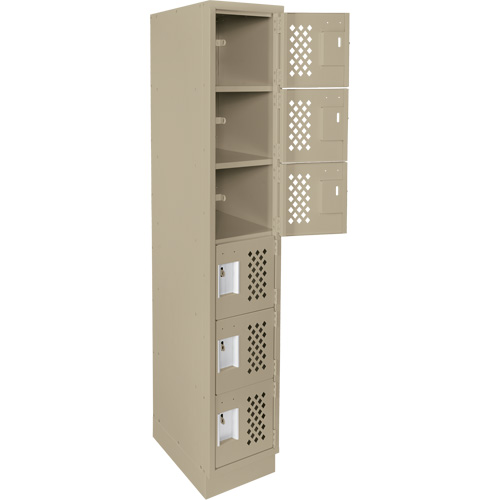 Assembled Lockerettes Clean Line Perforated Economy Lockers, 6 -tier, 18" x 72" x 12", Steel Infinity Industrial Services Inc.