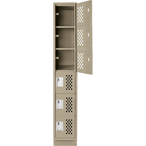 Assembled Lockerettes Clean Line Perforated Economy Lockers, 6 -tier, 18" x 72" x 12", Steel Infinity Industrial Services Inc.