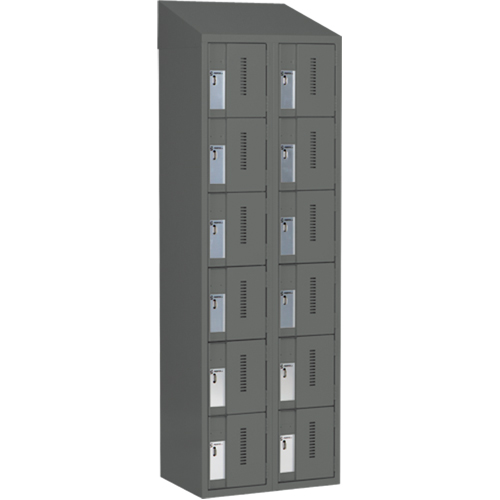 Concorde Heavy-Duty Lockers, 6 -tier, Bank of 2, 24" x 18" x 78", Steel, Charcoal, Welded (Assembled) Infinity Industrial Services Inc.