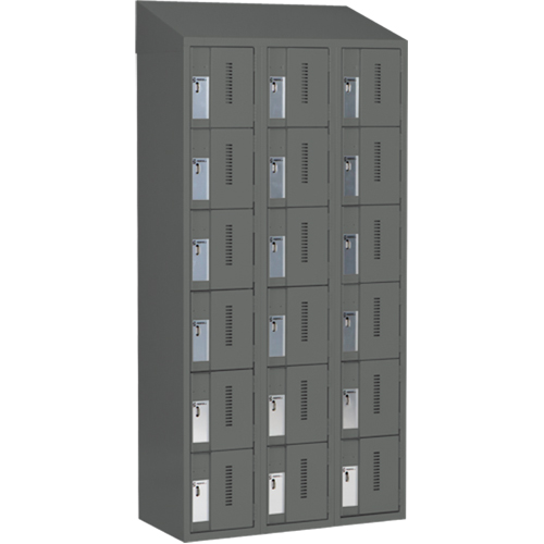 Concorde Heavy-Duty Lockers, 6 -tier, Bank of 3, 36" x 18" x 78", Steel, Charcoal, Welded (Assembled) Infinity Industrial Services Inc.