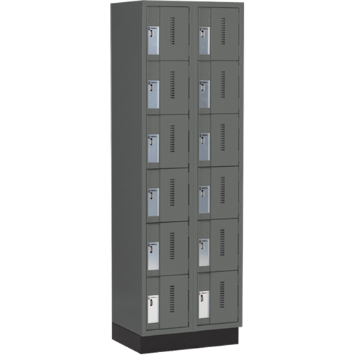 Concorde Heavy-Duty Lockers, 6 -tier, Bank of 2, 24" x 18" x 76", Steel, Charcoal, Welded (Assembled) Infinity Industrial Services Inc.