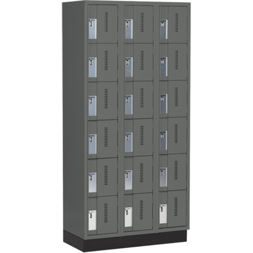 Concorde Heavy-Duty Lockers, 6 -tier, Bank of 3, 36" x 18" x 76", Steel, Charcoal, Welded (Assembled) Infinity Industrial Services Inc.