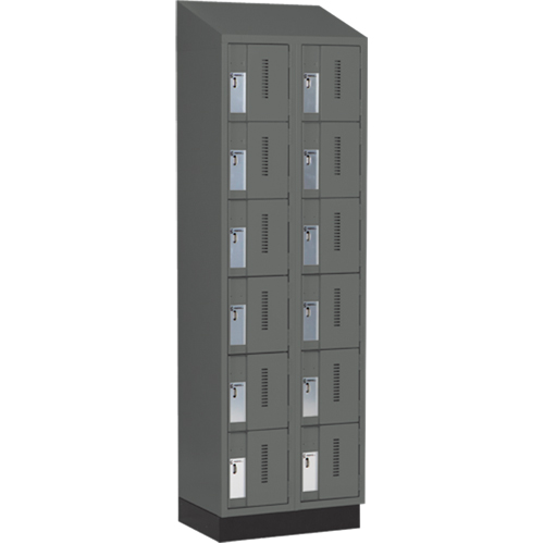 Concorde Heavy-Duty Lockers, 6 -tier, Bank of 2, 24" x 18" x 82", Steel, Charcoal, Welded (Assembled) Infinity Industrial Services Inc.