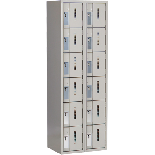 Concorde Heavy-Duty Lockers, 6 -tier, Bank of 2, 24" x 18" x 72", Steel, Grey, Welded (Assembled) Infinity Industrial Services Inc.