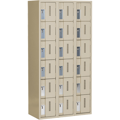 Concorde Heavy-Duty Lockers, 6 -tier, Bank of 3, 36" x 18" x 72", Steel, Beige, Welded (Assembled) Infinity Industrial Services Inc.